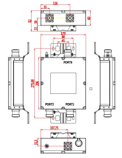 900 MHZ Dual Band Combiner 160DBC Insertion Loss Outdoor / Indoor IP67 Water Protection