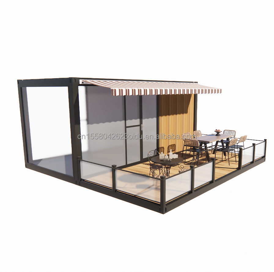 Boutique 20 pieds Restaurant mobile et bar 10 pieds 20 pieds Expédition conteneur en bois cuisine en acier galvanisé pliage 180g cadre en acier