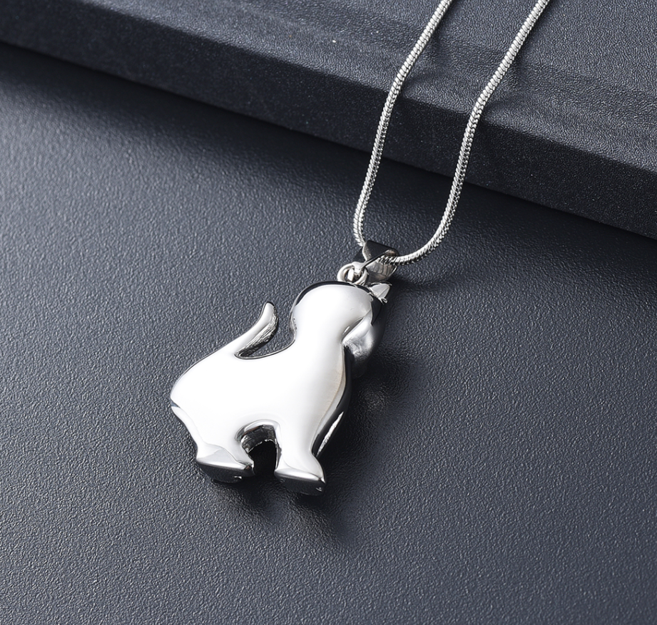 Pet Ashes Holder Necklace Stainless Steel Cremation Jewelry with Lovely Cat Pendant