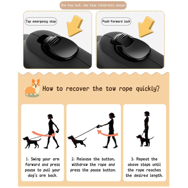 Quick Release Adjustable 5M 3M ABS Retractable Pet Leash with Rivet