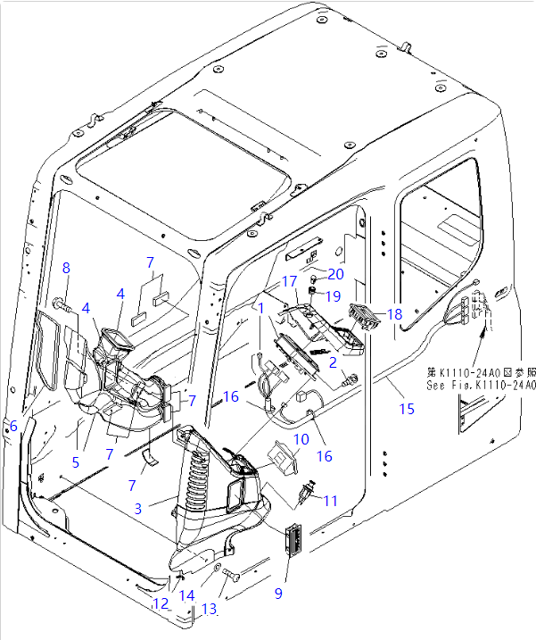 7835-12-2000 7835122000 7835122005 7835122003 Мониторная поддержка для экскаватора KOMATSU PC400 PC450