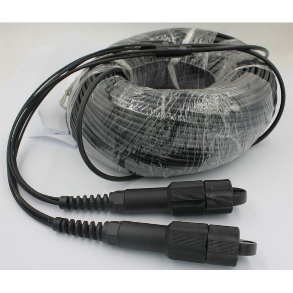 Armored Tactical Fiber Cable 3.0mm LSZH Black Jacket LC To LC Patch Cord