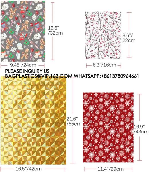 Christmas Gift Bags, Santa Wrapping Bag Designs With Inserted Drawstring Ribbons And Tags For Wrap