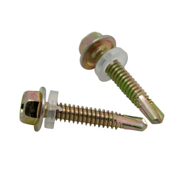 Carbon Steel Yellow Zinc Plated Hexagon Wood Screw With Self Drilling Pad