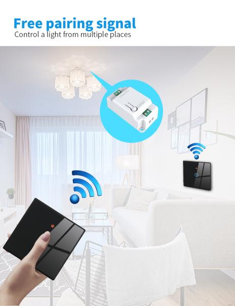RF433 interruptor de controle remoto sem fio Crystal Glass Panel Touch Switch 10A