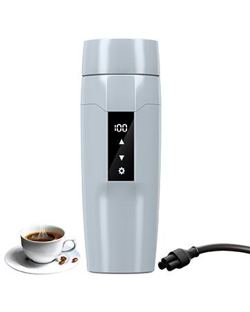 Copo de aquecimento de carro portátil, chaleira elétrica de viagem de 350 ml, caneca de aquecimento de carro de aço inoxidável 304, ajustável a 40 ~ 100 ° C