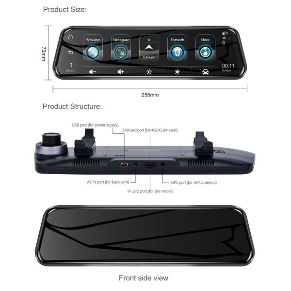 GPS Navigation HD1080P 10 Inch ADAS Car Driving Video Recorder