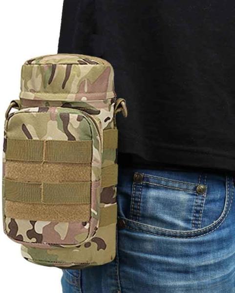 Tactical Molle Water Pouch, Tactical Bottle Holder Military Water Bottle Bag Hydration Carrier H20 Pouch Kettle Pouch