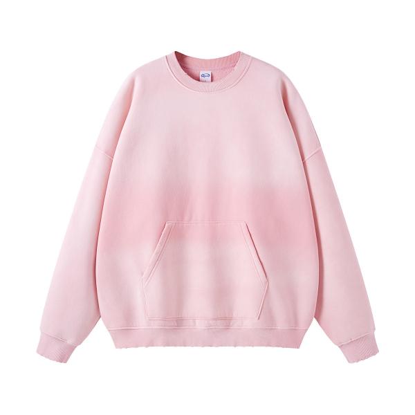 360grams Spray Dyed Plain Dyed Mens Black Worn Washed Crewneck Sweatshirt Regular Sleeves