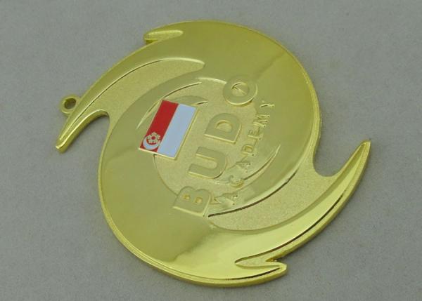 3D Die Cast Medals For Budo Academy / Zinc Alloy With Gold Plating