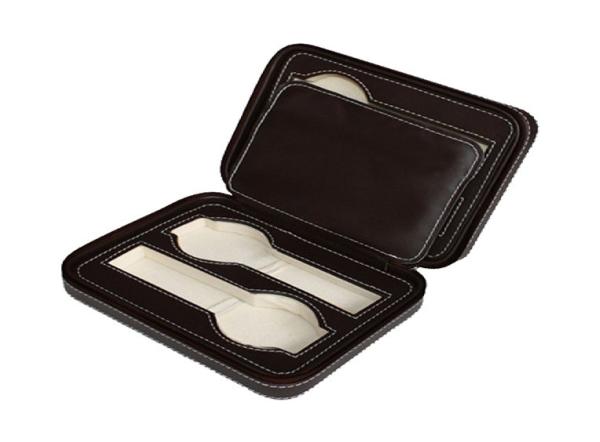 Custom Watch Packing Box / Travel PU Leather Watch Strap Box With 2 Slots Storage