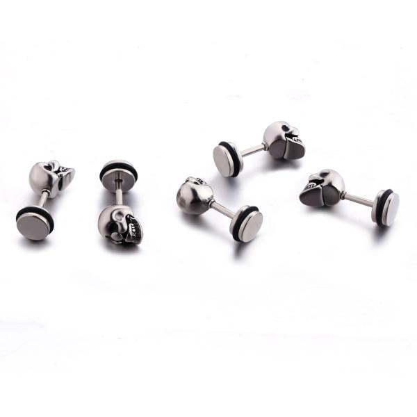 Fashion punk style Halloween skull head stud earrings stainless steel plating men's jewelry earrings