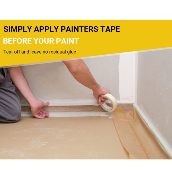 Premium White Masking Tape Non-Residue High Temp Resistance For Painters & DIY Crafts