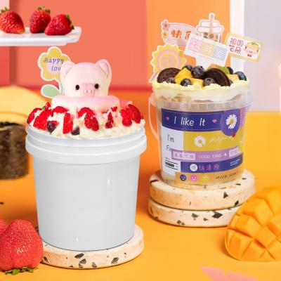 1L Plastic Bucket for Condensed Milk Honey Ice Cream Food Grade Clear Storage Container