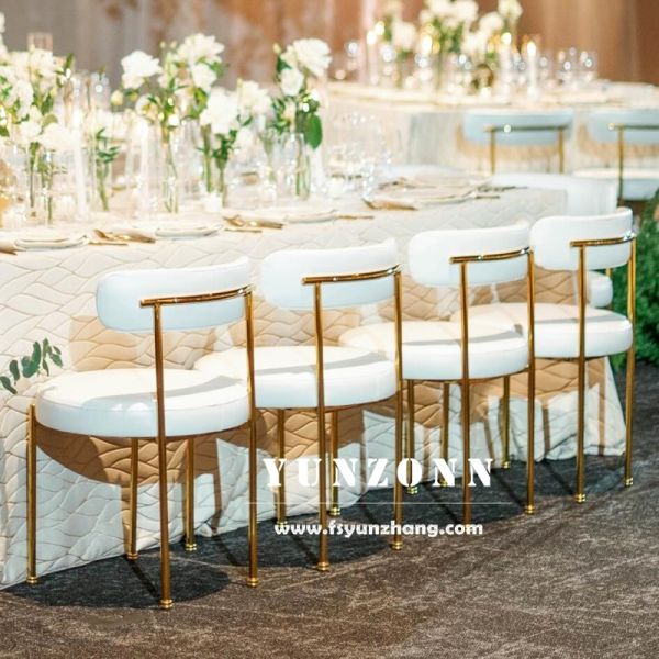 Stackable Sherpa Cushion Metal Hotel Wedding Banquet Restaurant Chair White Fabric Upholstery Wedding Decor Chairs