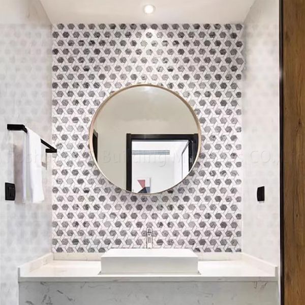 Экстренныйый выпуск Каррары мозаики белый сформировал мраморную плитку пола стены кухни плитки камня