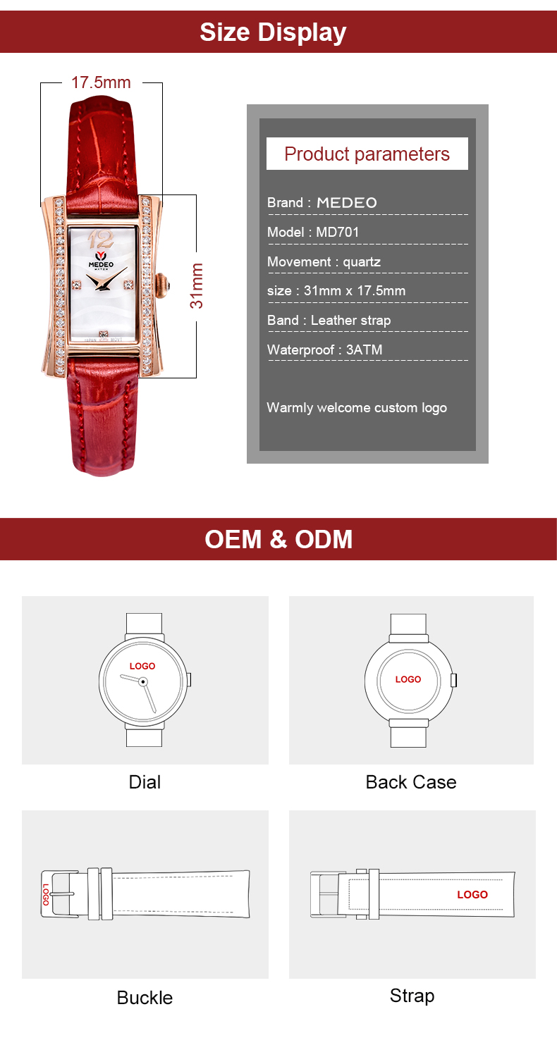 Luxury Square Quartz Watch For Women · CE/ROHS Certified