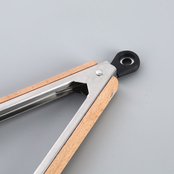 Зажим еды барбекю ручки теплостойкой нержавеющей стали схватов еды кухни деревянный