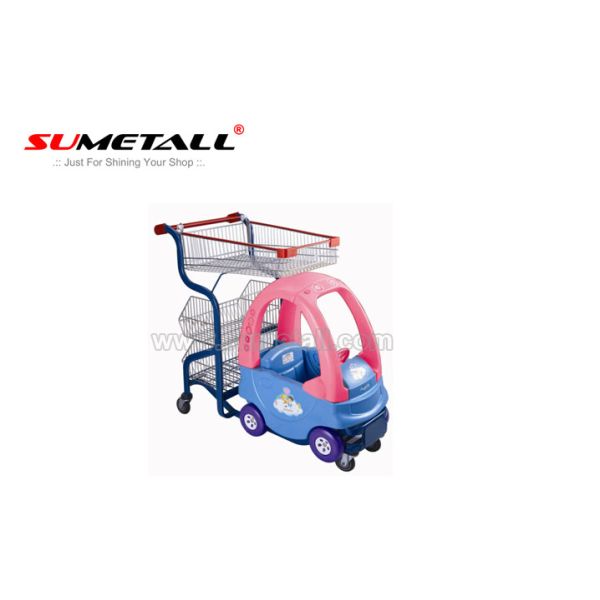 Popular Plastic Body Children Shopping Trolley With Child Car Seats For Grocery Store