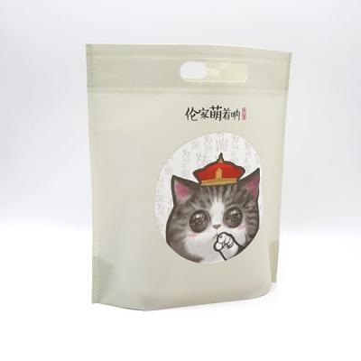 Promotional D-cut Non Woven Carry Tote Bags With Customized Cat Logo For Books Shoes