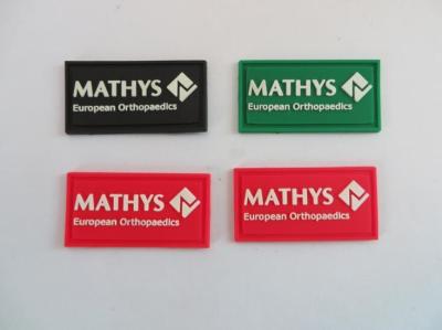Cool Black Green Red 3d Embossed Logo PVC Patches For Clothing Garment , For MATHYS European Orthopaedics
