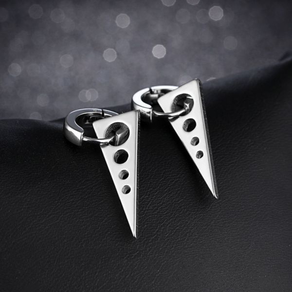 Wholesale Men's Fashion Jewelry Stainless Steel Triangle Hoop Earring