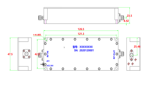 5W Communication Radar RF Rf Connectorized Module Jamming NXPA 1.5MHz-200MHz