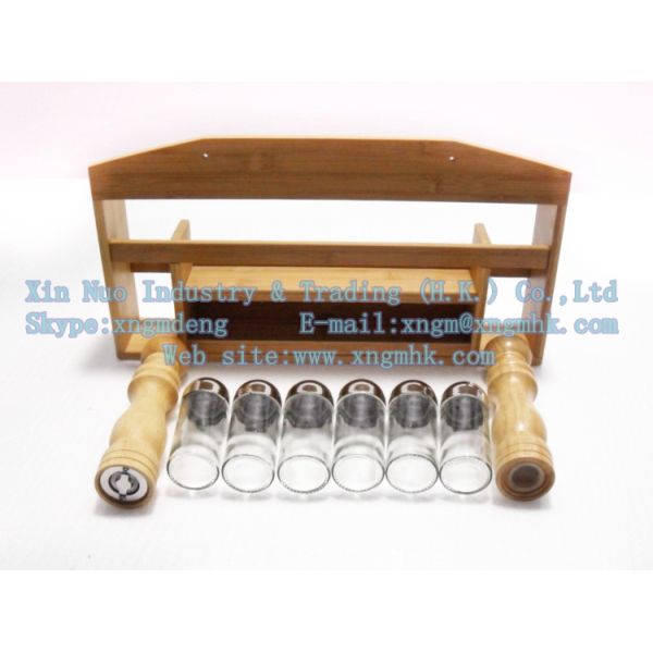 Bamboo Spice Rack, kitchen seasoning bottle rack, wooden pepper shakers