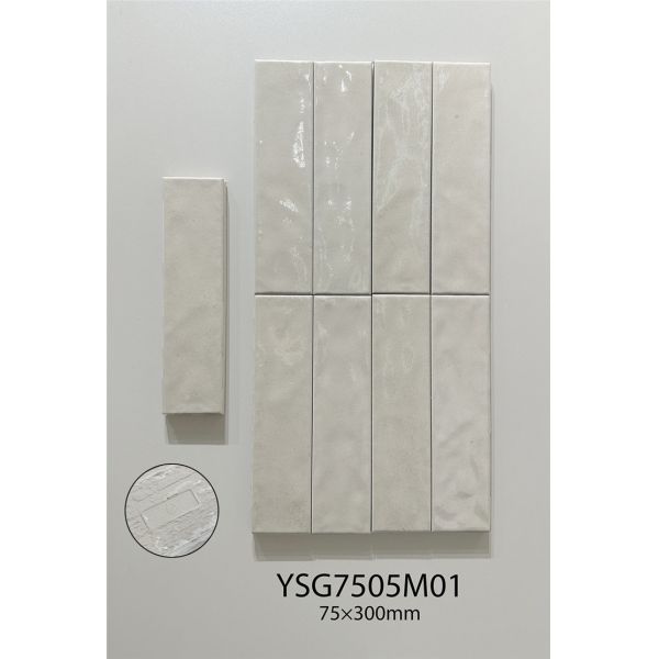 Antibacterial Green 75x300mm Glossy Inside Ceramic Wall Tiles For Dining Room and Office