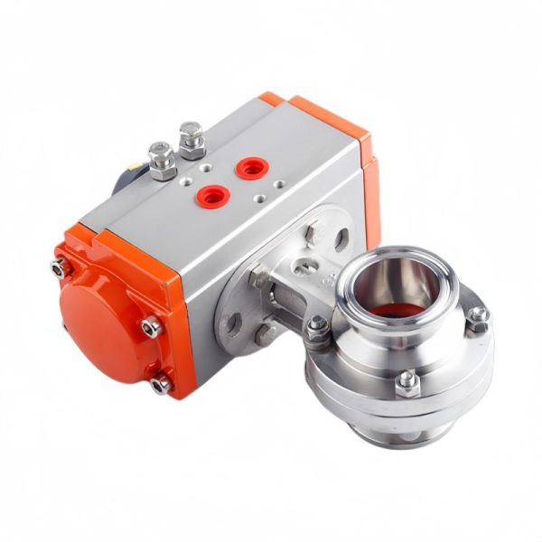 Sanitary Tri Clamp Pneumatic Butterfly Valve 304 Stainless Steel Food Grade Air Operated Shut Off Valve