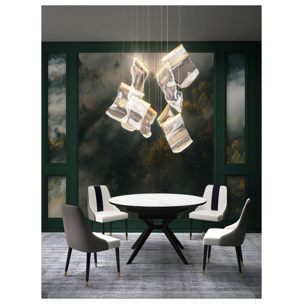LED Postmodern Silver Love Paper Designer Stairs Staircase Chandelier Lighting Rinkle Suspended Lights(WH-MI-194)