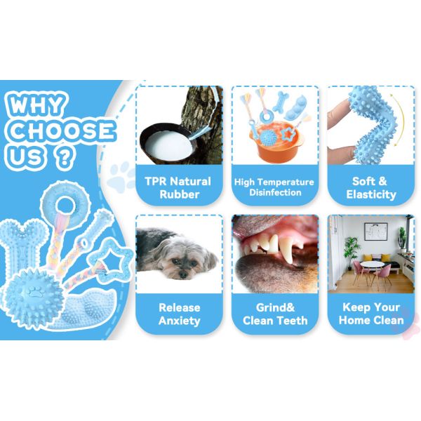 Puppy Toys For Teething Small Dogs Cute Blue Pet Dog Chew Toys For Puppies Soft Rubber Funny Bone Ball Donut Indoor