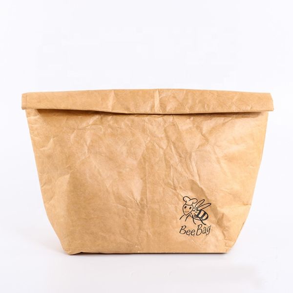 Recycled Custom Tyvek Bags , Brown Dupont Tyvek Paper Insulated Cooler Lunch Bag