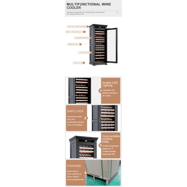 Small Wine Cooler Cabinet , Low Noise Free Standing Wine Fridge Cabinet