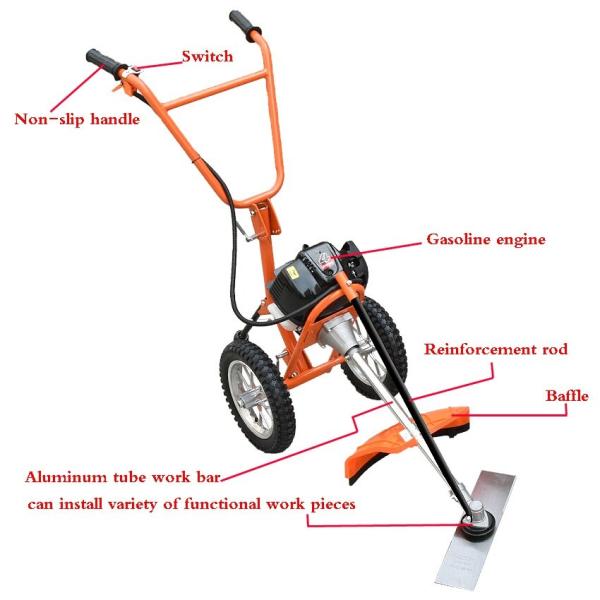 42.7CC Hand Push Brush Grass Cutter Gasoline Single Cylinder 2 Stroke