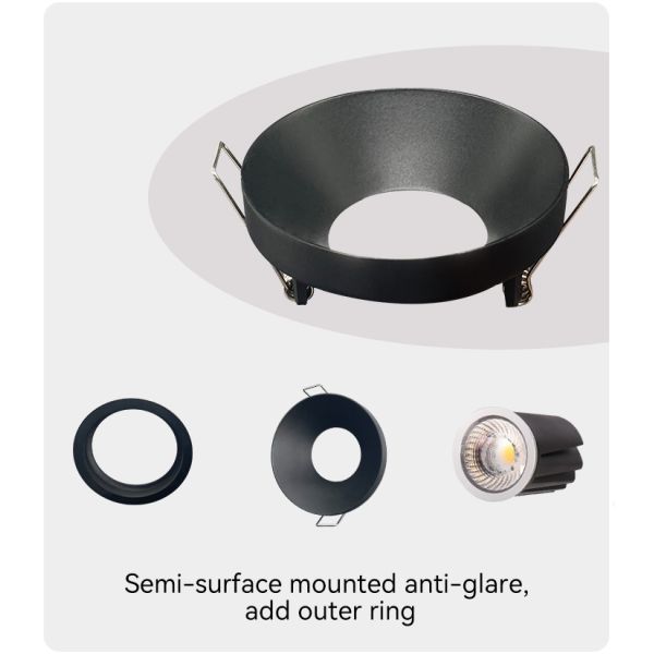 Anti-Glare Recessed Spotlight Frame Semi-Recessed GU10/MR16 Compatible