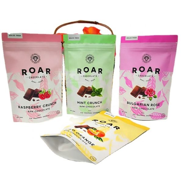 Reusable  Chocolate Zipper Bags Aluminum Foil Sealing Pouch Stand up Zip Lock Bags