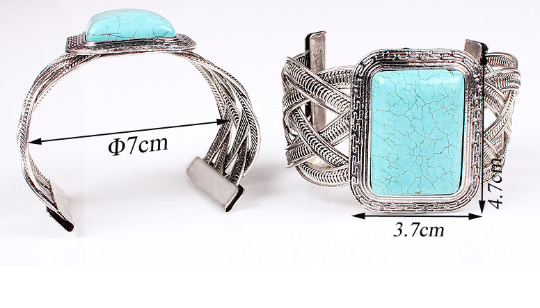 Classic retro alloy jewelry turquoise jewelry bracelet opening half