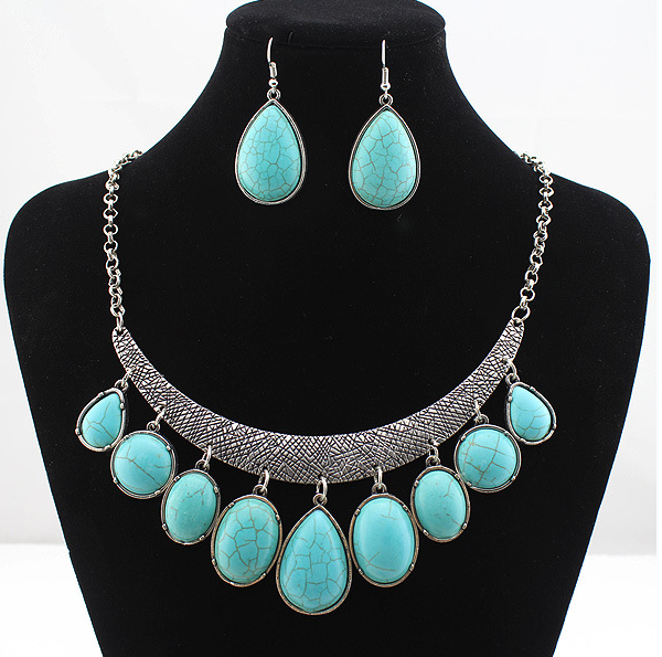 Nepal vintage style jewelry turquoise necklace Earring Sets