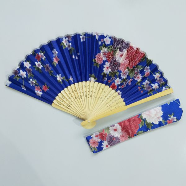 21cm Japanese Bamboo Satin Fabric Fans With Gift Pouch Wedding Favor Custom Printed Folding Fan