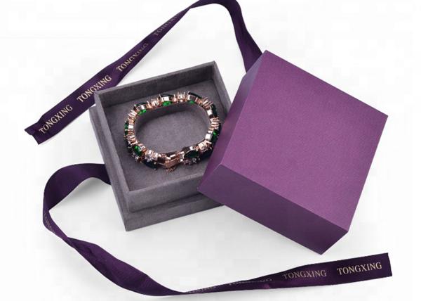 Purple Velvet Cardboard Jewelry Box With Necklace Hanger Window Paper Lid Luxury