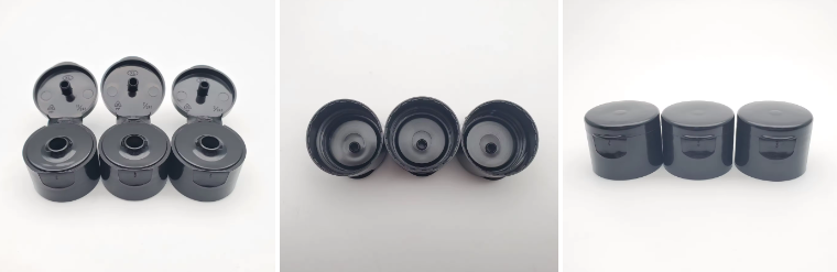 Косметические Flip Top Caps Пластиковая капсула для бутылок с спреем Блестящая чёрная пластиковая капсула с капсулой
