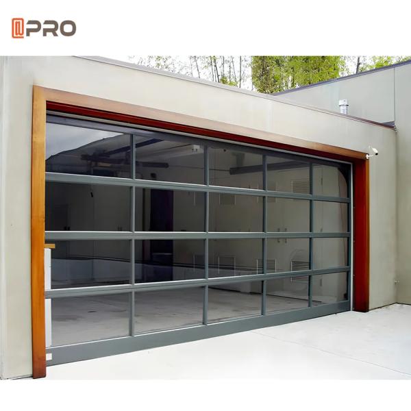 Double Tempered Glass Aluminum Garage Door Black Security Windproof