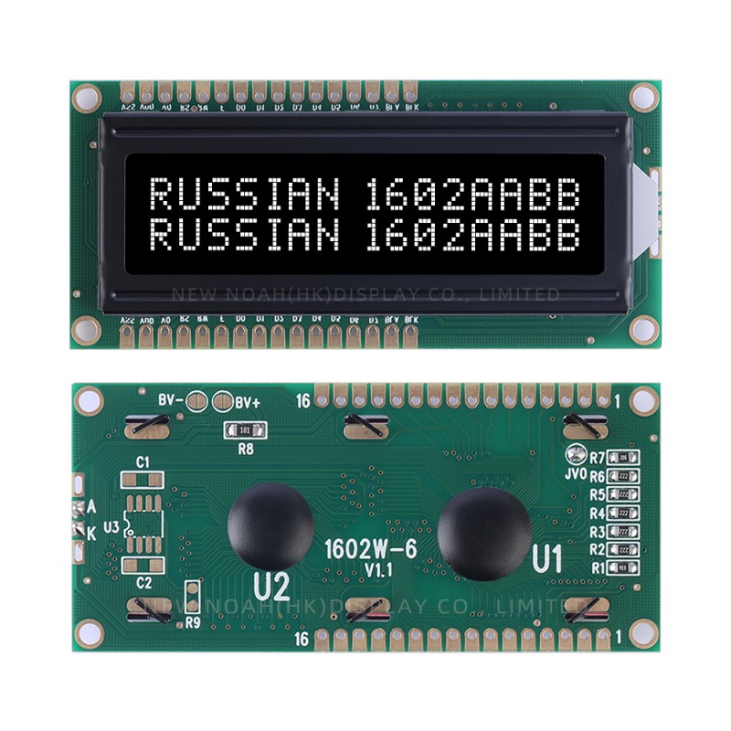 Russian BTN Black Film 1602W-6 Multiple Word Libraries 2*16 AIP31066L Character Display Screen