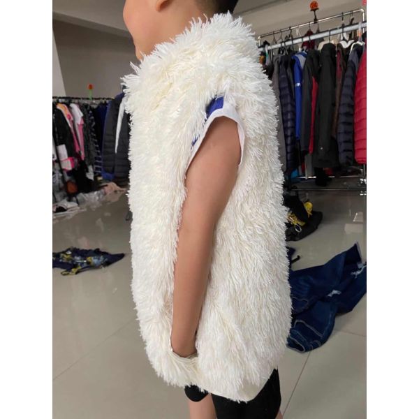 100% Polyester Children'S Winter Clothes Girl's White Plush Vest