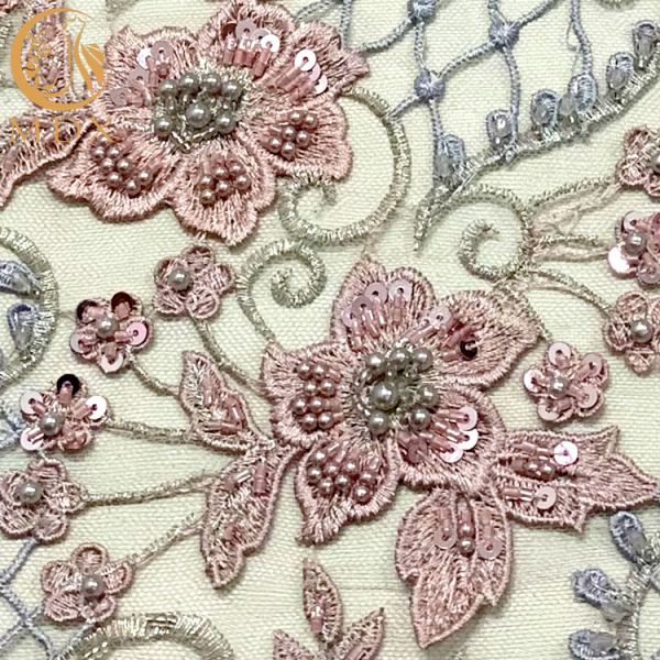 Модная вышивка сетки ткани шнурка Applique двором