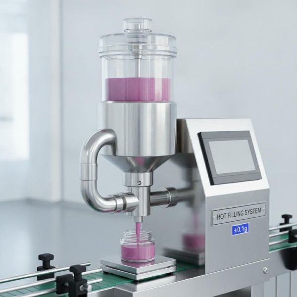 Single Nozzle Hot Filling Machine with Servo-Driven Piston System, Auto-Lifting Tank, and ±0.1g Accuracy for Lip Gloss and Wax