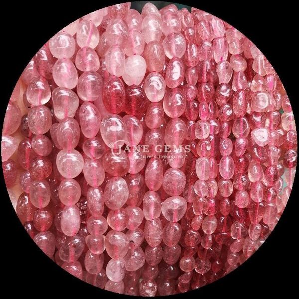 Natural Crystal Gemstone Irregular Shape Rose Quartz / Strawberry Quartz / Amethyst / Clear Quartz Loose Bead Strands