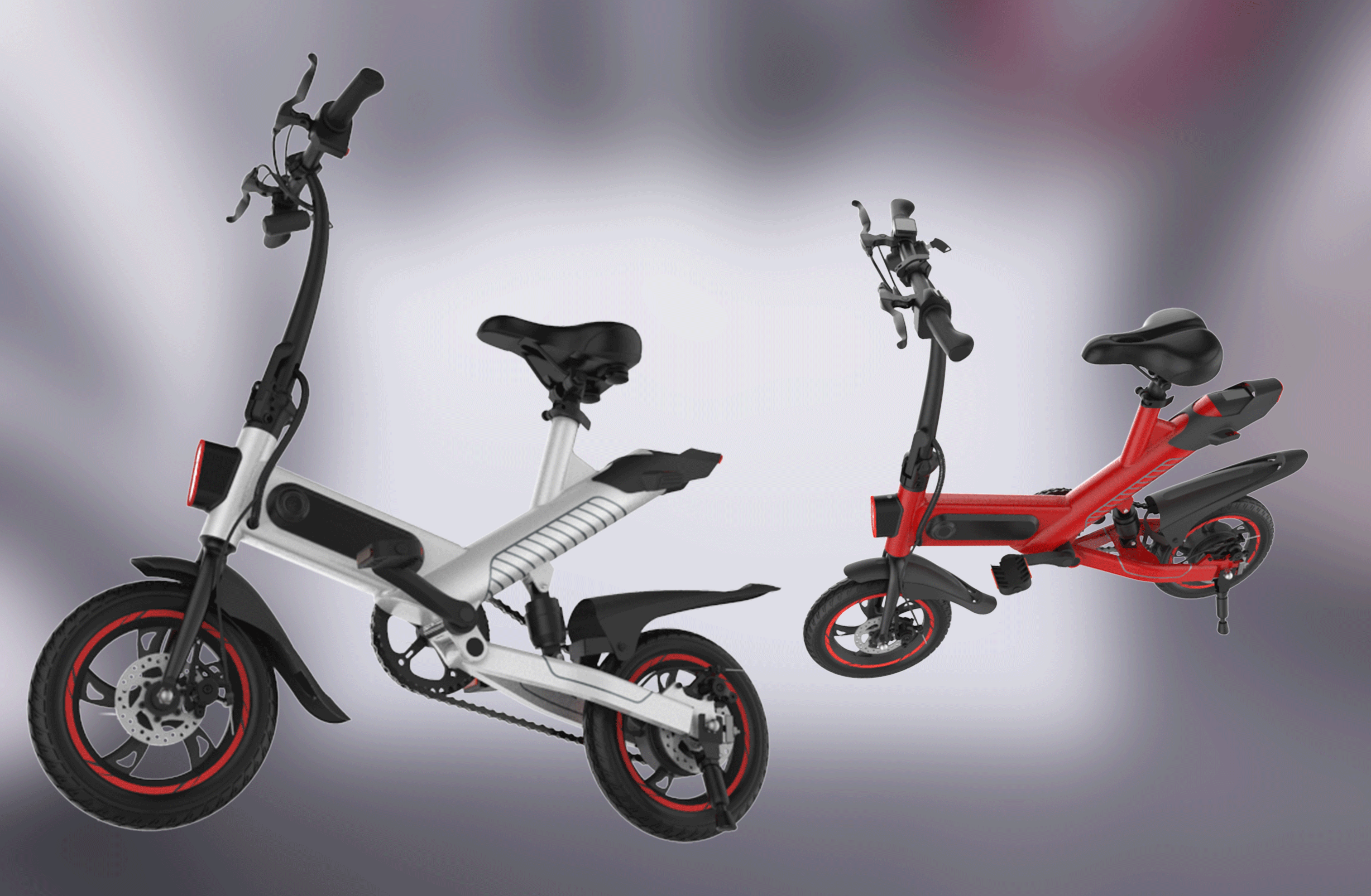Black Lightweight Electric Bike , Foldable Electric Bicycle IP54 Waterproof Grade
