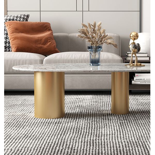 130cm Rock Coffee Table 7 Mohs Hardness Rock Plate Oval Coffee Table Impermeable